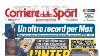 RASSEGNA - Corriere dello Sport: "L'Inter sale"